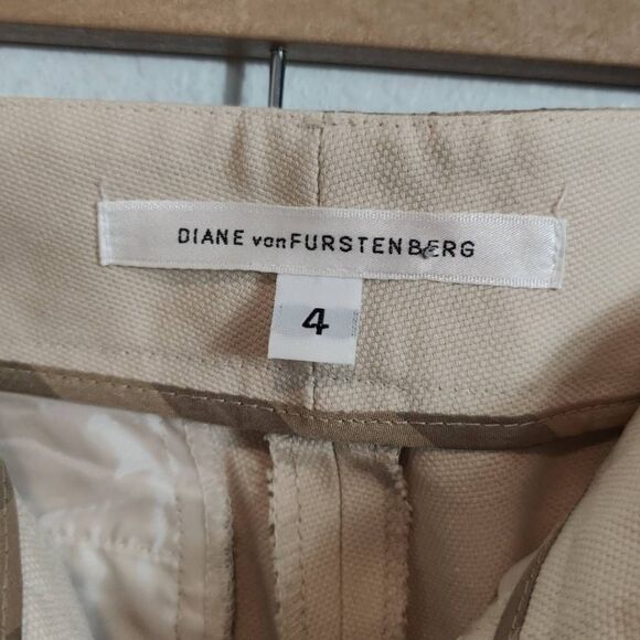Diane Van Furstenberg Pants Womens 4 Wide Leg Trousers Beige Brown - Picture 6 of 11